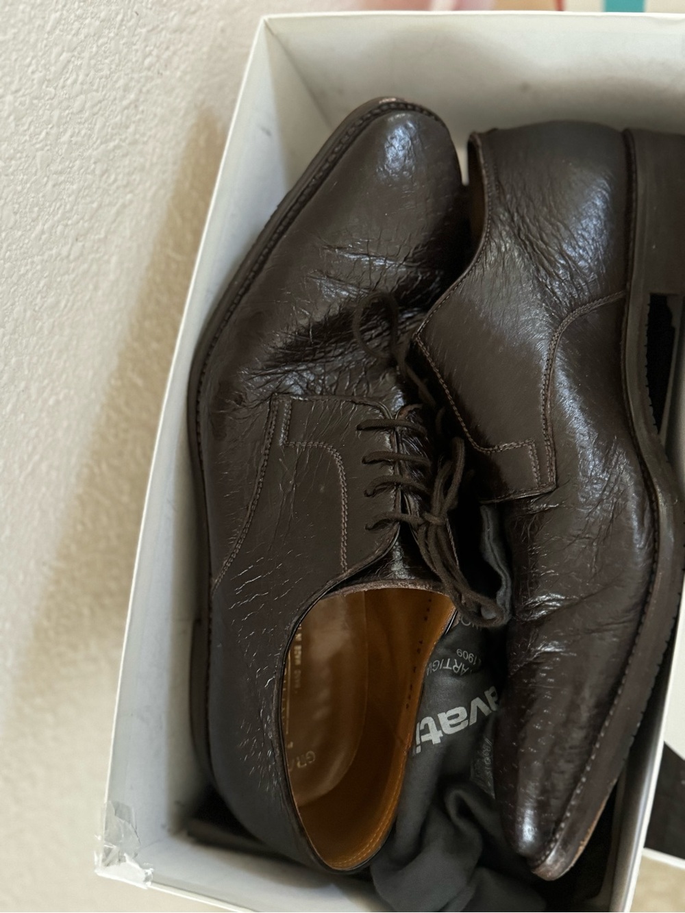 Men's Dark Brown Leather Lace-Up Oxford Dress Shoes GRAVATI ASHBY